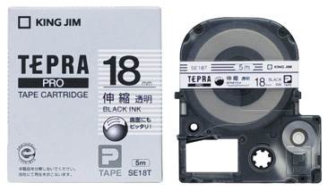 PROテープ SE18T 透地黒字 伸